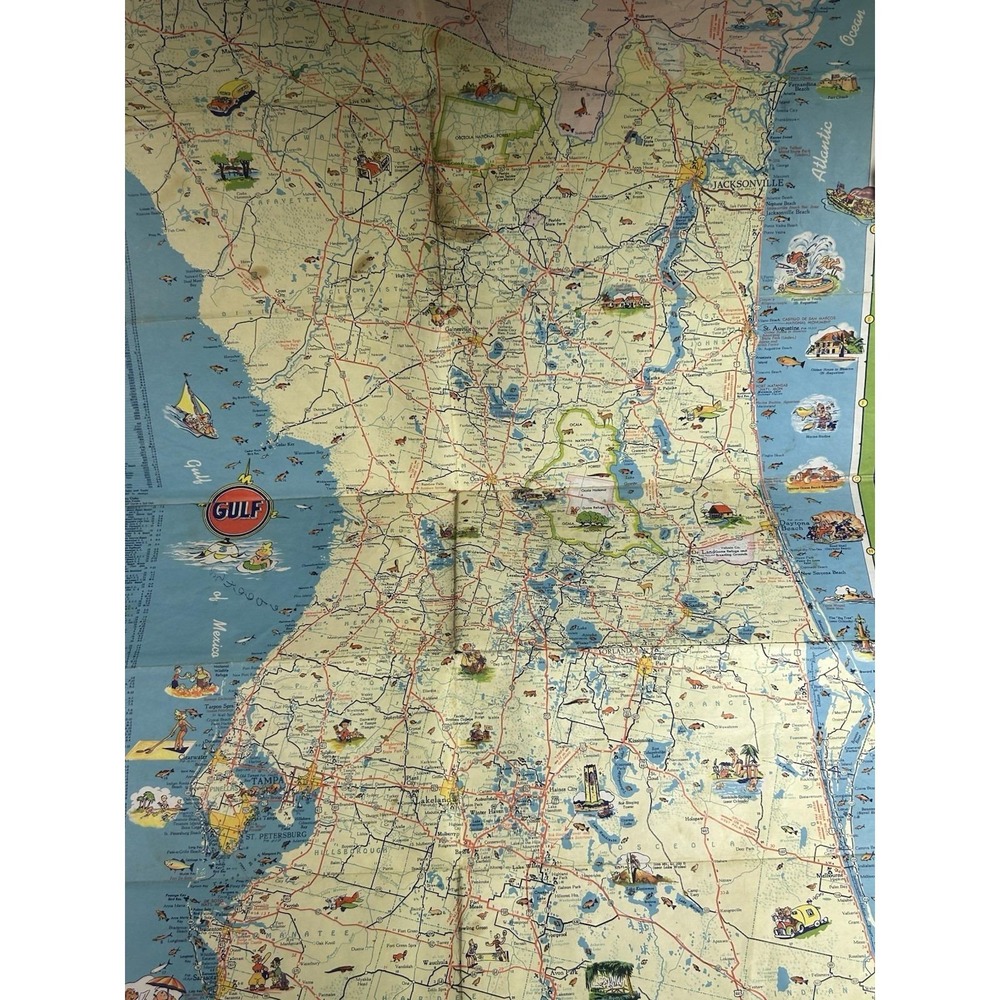 Vintage 1950s Gulf Tourguide Road Map Florida Vacation Gas Oil Service Station - Picture 5 of 6